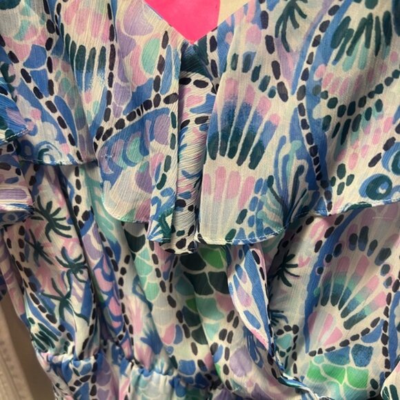 Lilly Pulitzer size large maxi dress in blue, pink, green print - Picture 4 of 6